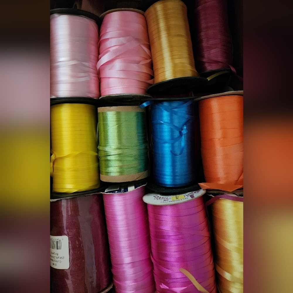 Huge Lot Of Colorful Ribbon Spools Set Of 14 Arts And Crafts New